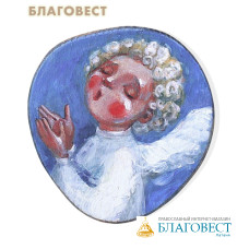Магнит с поющим ангелом - Серафим, фанера