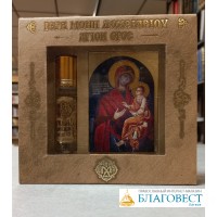 Набор - икона Божией Матери, им. "Вратарница" и освященное масло, монастырь Дохиар, Святая Гора Афон