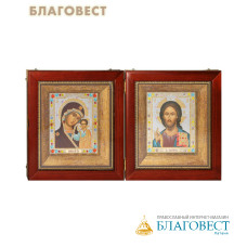 Складень с венчальной парой в багете со стразами