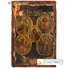 Икона под старину Пресвятая Богородица (четыре образа), размер 20х30см, дерево