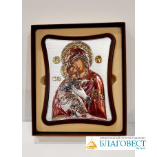 Икона Пресвятой Богородицы, им. Владимирская, 15 х 12,5 см. PRINCE Silverо, Греция