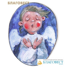 Магнит с поющим ангелом - Тихон, фанера