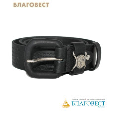 Ремень мужской, тиснение молитвы снаружи. Натуральная кожа. Длина изделия 114см, ширина 3,5см