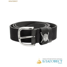 Ремень мужской, тиснение молитвы снаружи. Натуральная кожа. Длина изделия 121см, ширина 3,5см